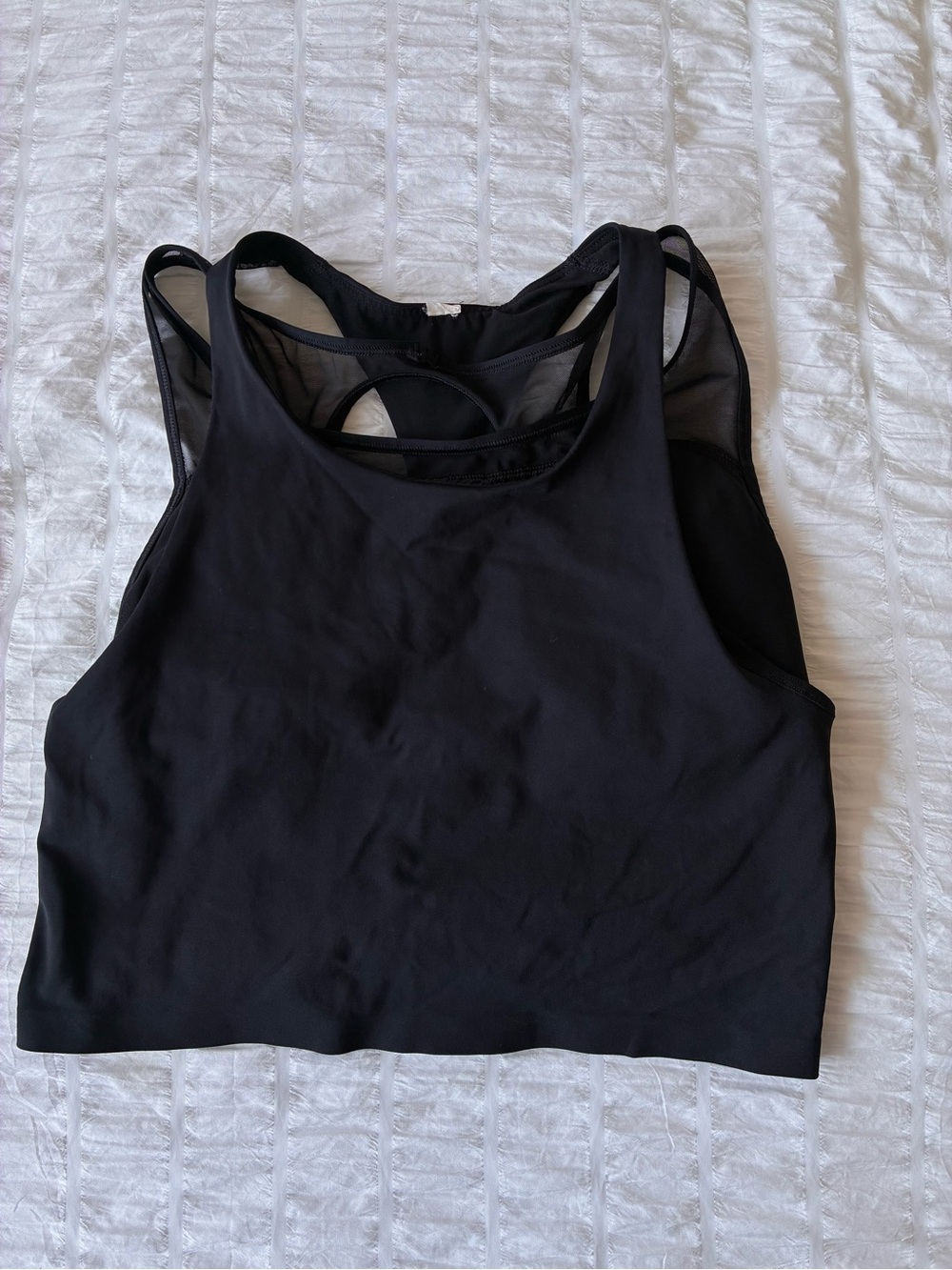 Lululemon Black Longline Mesh Racerback Sports Bra Tank Size 6